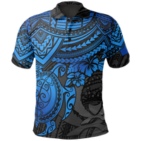 Pohnpei Polo Shirt Pohnpei Flag Blue Turtle Hibiscus Unisex BLUE - Polynesian Pride