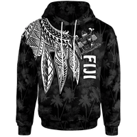 Fiji Hoodie Polynesian Wings (White) Unisex Blue - Polynesian Pride