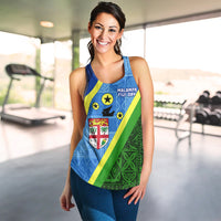 Vanuatu Malampa Fiji Day Women Racerback Tank - Combine Flag Design LT4 - Polynesian Pride