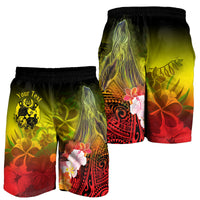 Tonga Custom Personalised Men's Shorts - Humpback Whale with Tropical Flowers (Yellow) - Polynesian Pride