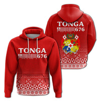 Tonga 676 Hoodie Tongan Pattern LT12 Red - Polynesian Pride