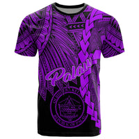 Palau Polynesian T Shirt Tribal Wave Tattoo Purple Unisex Purple - Polynesian Pride