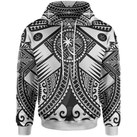 Chuuk Hoodie White Seal with Polynesian Tattoo Unisex White - Polynesian Pride