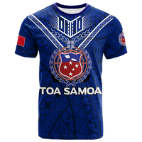 Toa Samoa Rugby T Shirt Samoan Warrior Pride LT12 Blue - Polynesian Pride