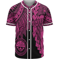 Federated States Of Micronesia Polynesian Baseball Shirt - Tribal Wave Tattoo Pink Unisex Pink - Polynesian Pride
