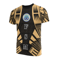 Federated States of Micronesia T Shirt F S M Seal Polynesian Tattoo Gold Style Unisex Black-Gold - Polynesian Pride