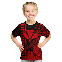 (Custom Personalised) Kakau Polynesian Tribal Hawaiian Turtle with Kanaka Maoli Red Kid T Shirt LT9 Youth XL Size14 - Polynesian Pride