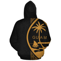 Guam Polynesian Custom Zip up Hoodie Yellow Line - Polynesian Pride