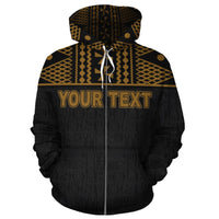 Fiji Polynesian Tapa Custom Zip up Hoodie Yellow - Polynesian Pride