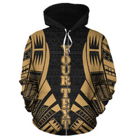 Nauru Polynesian Custom Zip up Hoodie Gold Tattoo - Polynesian Pride
