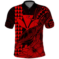 Kakau Polynesian Tribal Hawaiian Turtle with Kanaka Maoli Red Polo Shirt LT9 Red - Polynesian Pride