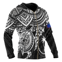Chuuk Polynesian Hoodie (Zip up) White Turtle - Polynesian Pride