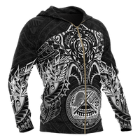 American Samoa Polynesian Zip up Hoodie White Turtle Manta Ray - Polynesian Pride