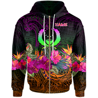 Pohnpei Custom Zip up Hoodie Summer Hibiscus Unisex Reggae - Polynesian Pride