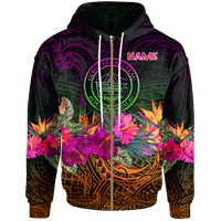 Palau Custom Zip up Hoodie Summer Hibiscus Unisex Reggae - Polynesian Pride
