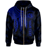 Polynesian Hawaii Custom Zip up Hoodie Polynesian Wings (Blue) Unisex Blue - Polynesian Pride