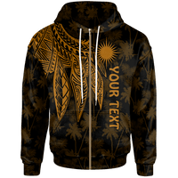 Marshall Islands Custom Zip up Hoodie Polynesian Wings (Golden) Unisex Golden - Polynesian Pride