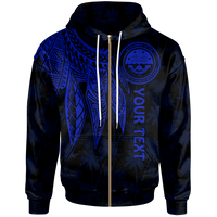 Federated States of Micronesia Custom Zip up Hoodie Polynesian Wings (Blue) Unisex Blue - Polynesian Pride