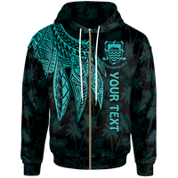 Tuvalu Custom Zip up Hoodie Polynesian Wings (Turquoise) Unisex Turquoise - Polynesian Pride