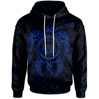 Hawaii Polynesian Custom Hoodie Vintage Polynesian Turtle (Blue) Unisex Blue - Polynesian Pride