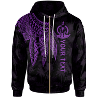 Vanuatu Custom Zip up Hoodie Polynesian Wings (Purple) Unisex Purple - Polynesian Pride