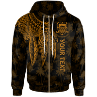 Tuvalu Custom Zip up Hoodie Polynesian Wings (Golden) Unisex Golden - Polynesian Pride