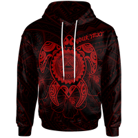 American Samoa Polynesian Custom Hoodie Vintage Polynesian Turtle (RED) Unisex Reggae - Polynesian Pride