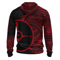 Yap Hoodie Micronesia Red Patterns With Coat of Arms - Polynesian Pride