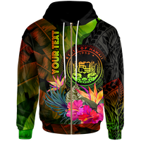 Polynesian Hawaii Polynesian Custom Zip up Hoodie Hibiscus and Banana Leaves Unisex Reggae - Polynesian Pride