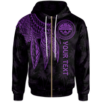 Federated States of Micronesia Custom Zip up Hoodie Polynesian Wings (Purple) Unisex Purple - Polynesian Pride