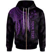Fiji Custom Zip up Hoodie Polynesian Wings (Purple) Unisex Blue - Polynesian Pride
