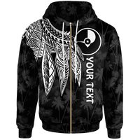 Yap Custom Zip up Hoodie Polynesian Wings (White) Unisex White - Polynesian Pride