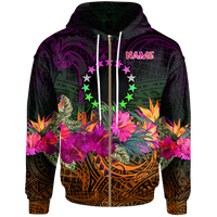 Cook Islands Custom Polynesian Zip up Hoodie Summer Hibiscus Unisex Reggae - Polynesian Pride
