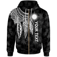 Marshall Islands Custom Zip up Hoodie Polynesian Wings (White) Unisex White - Polynesian Pride