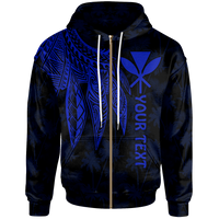 Polynesian Hawaii Kanaka Maoli Custom Hoodie Polynesian Wings (Blue) Unisex Blue - Polynesian Pride