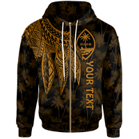 Guam Custom Zip up Hoodie Polynesian Wings (Golden) Unisex Golden - Polynesian Pride