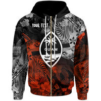 Guam Polynesian Custom Zip up Hoodie Vintage Polynesian Unisex Red - Polynesian Pride