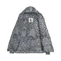 Black White Polynesian Inside Print Zip Hoodie - Polynesian Pride