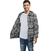 Pattern Polynesian Inside Print Zip Hoodie Unisex Black - Polynesian Pride
