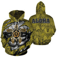 Hibiscus Polynesian Yellow Hawaii Turtle Hoodie Unisex Yellow - Polynesian Pride