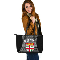Fiji Personalised Large Leather Tote Bag - Tapa Pattern Sport Style - Polynesian Pride
