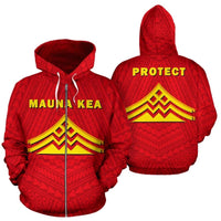 Hawaii Mauna Kea Polynesian Zip up Hoodie Unisex Red - Polynesian Pride