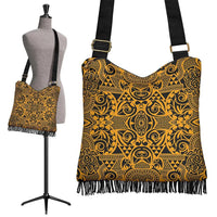Hawaii Polynesian Tribal Crossbody Boho Handbag Yellow Crossbody Boho Handbag One Size Black - Polynesian Pride
