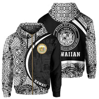 Hawaii Polynesian Zipper Hoodie White Round Style Unisex White - Polynesian Pride