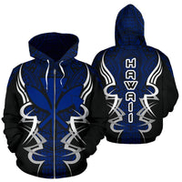 Kanaka Map Zip up Hoodie Blue Armor Style Unisex Art - Polynesian Pride