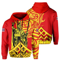 Hawaii Zipper Hoodie King Polynesian Mauna Kea Unisex Red - Polynesian Pride