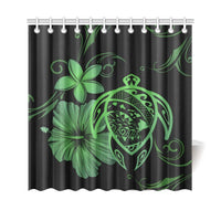 Hawaii Turtle Hibiscus Plumeria Shower Curtain - Green - Polynesian Pride