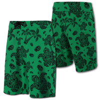 Hawaii Polynesian Turtle Palm And Sea Pebbles Board Shorts Green Men Green - Polynesian Pride