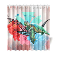 Hawaii Kanaka Maoli Polynesian Flowers Turtle Shower Curtain - Polynesian Pride