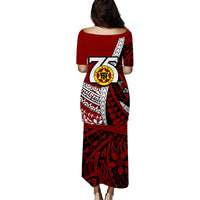 Tonga High School 75th Anniversary Tonga Puletaha Dress Red Polynesian Minimalist Style LT9 - Polynesian Pride